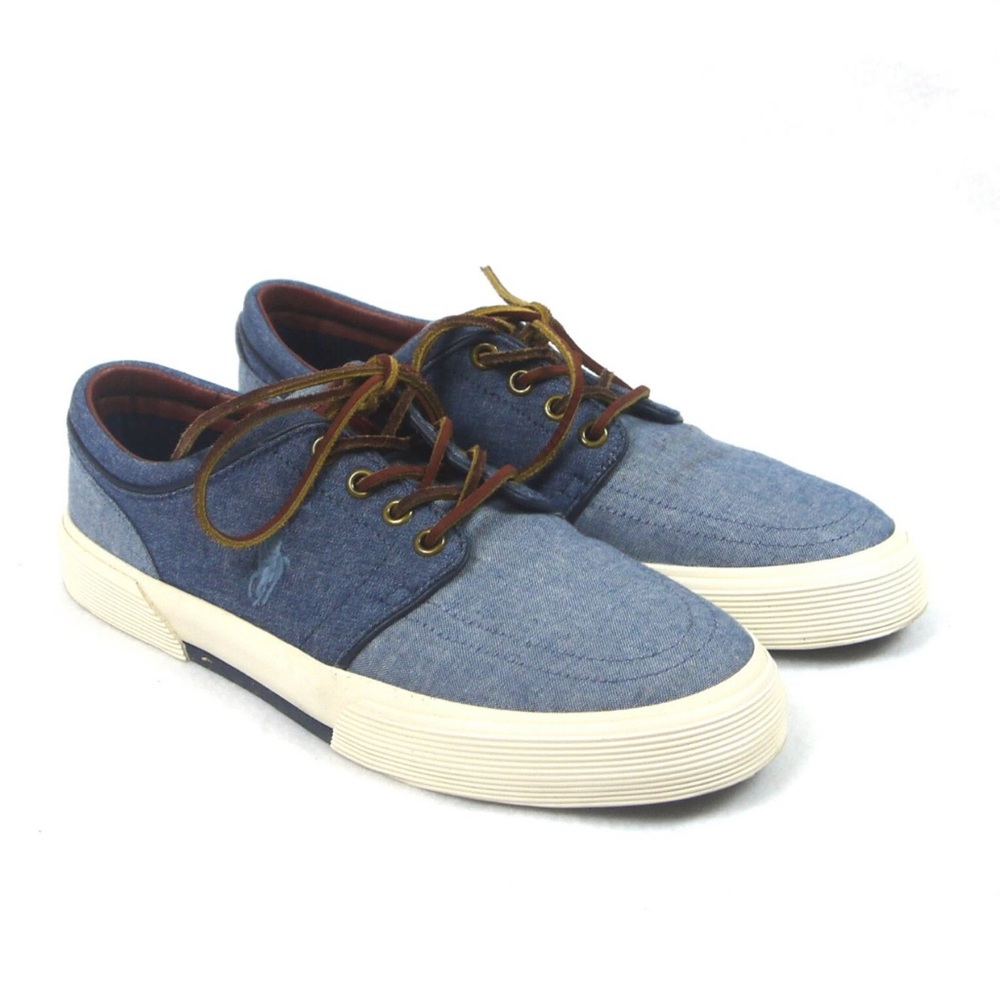 Polo Ralph Lauren Men Low Top Sneakers Faxon low Washed Denim Sz 8